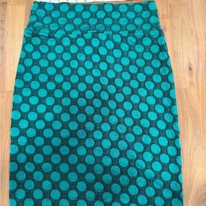 LuLaRoe Teal and Dark Green Polka Dot Pencil Skirt